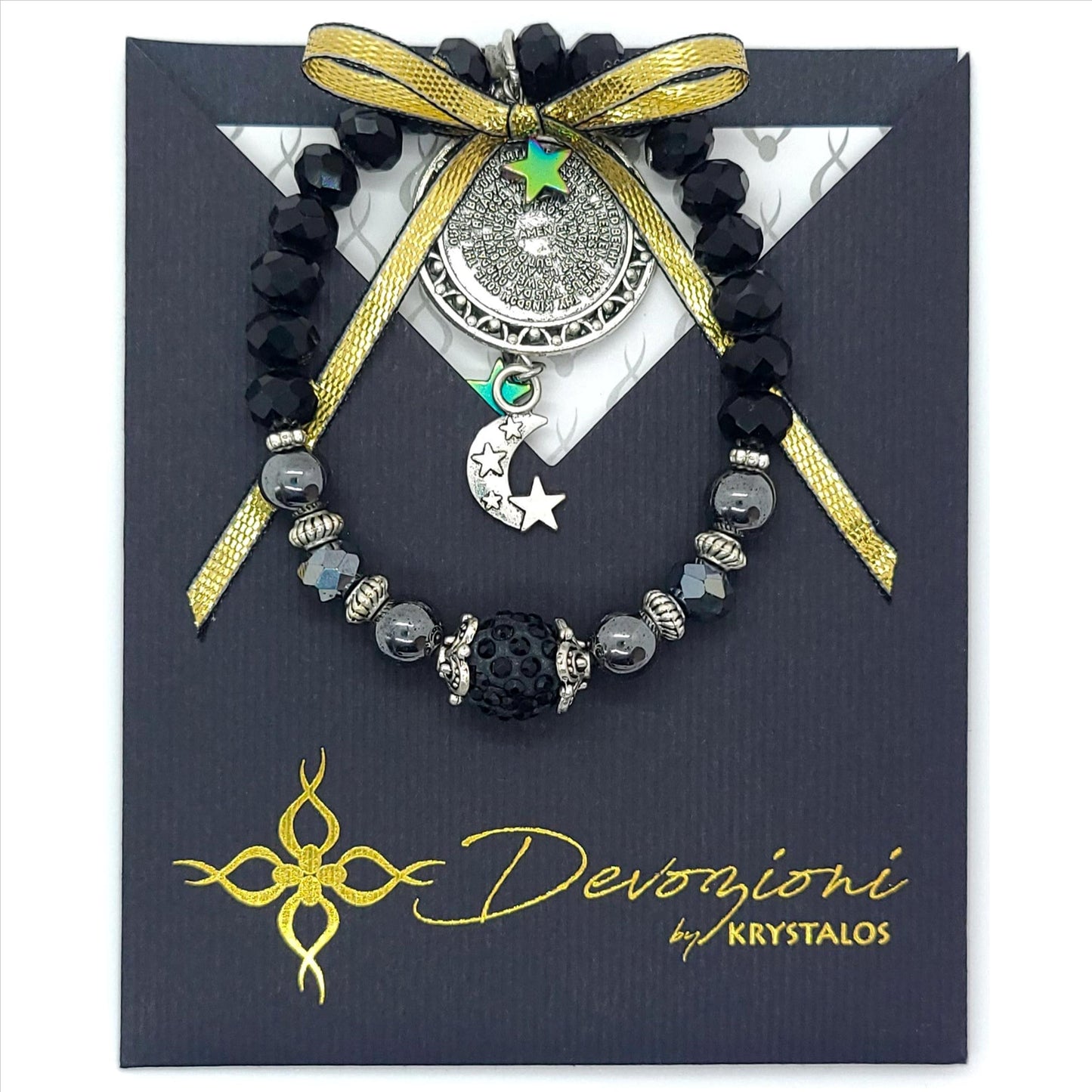 Devozioni Rosary Bracelet - Our Father Nighttime Prayer in Black