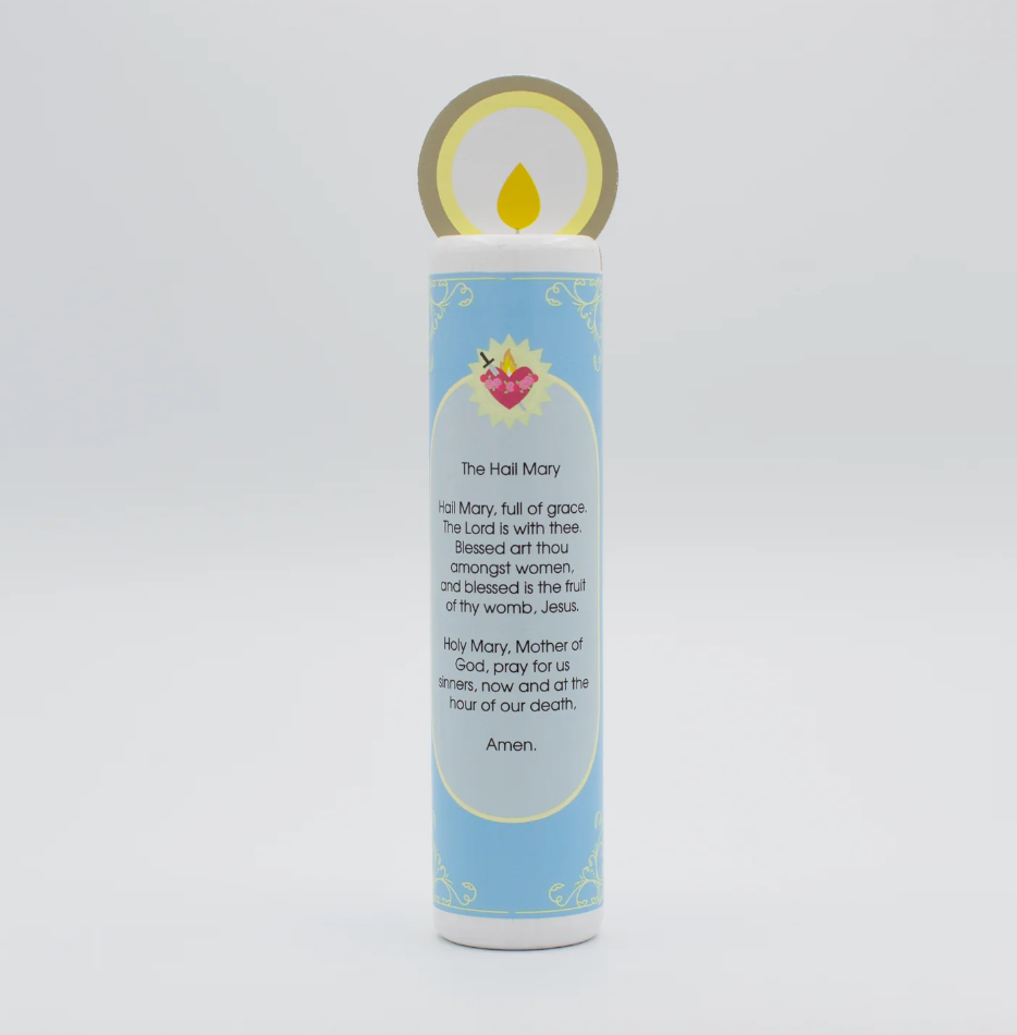Wooden Prayer Candle - Our Lady of the Rosary