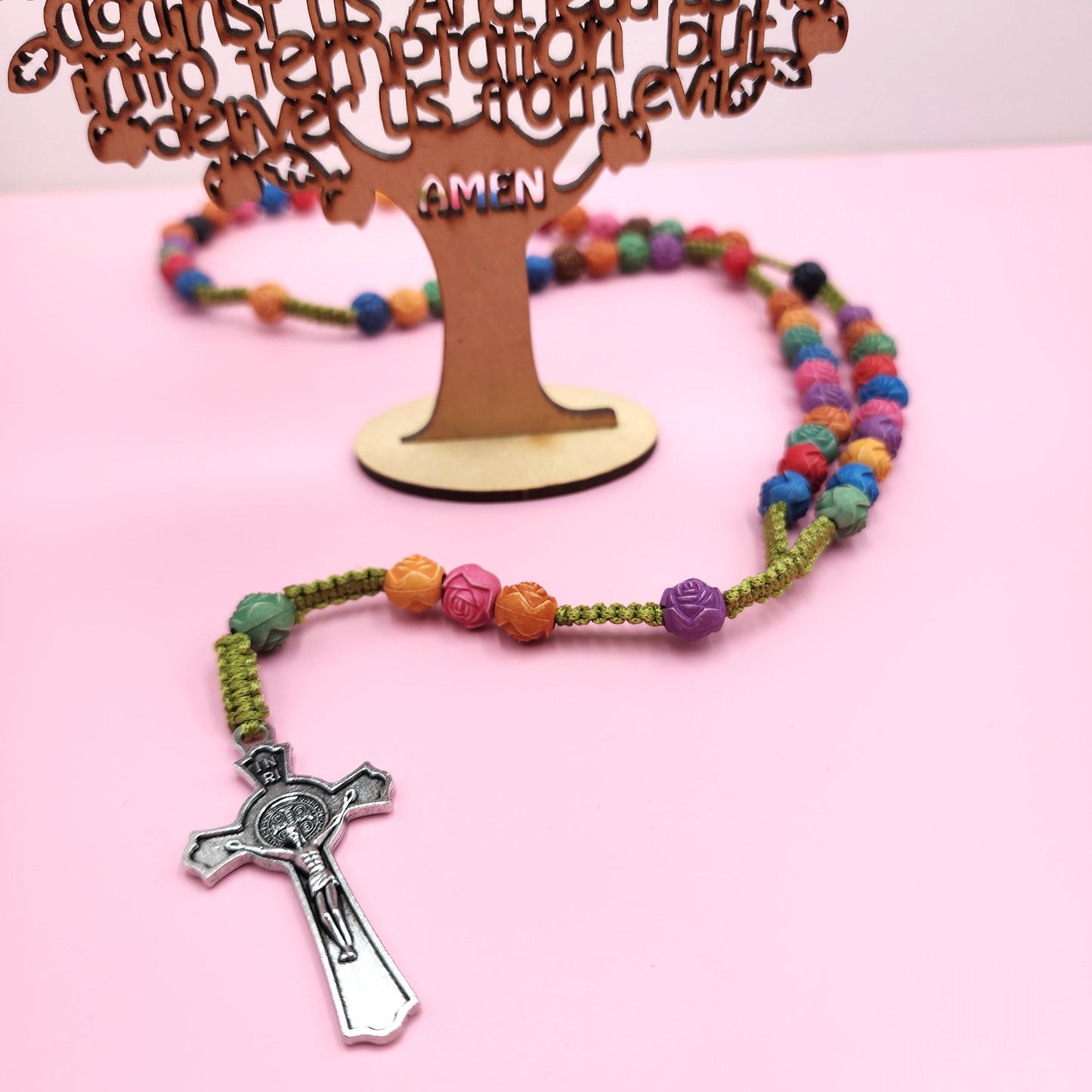 Rosary - Matte Rosette Rainbow Rosary