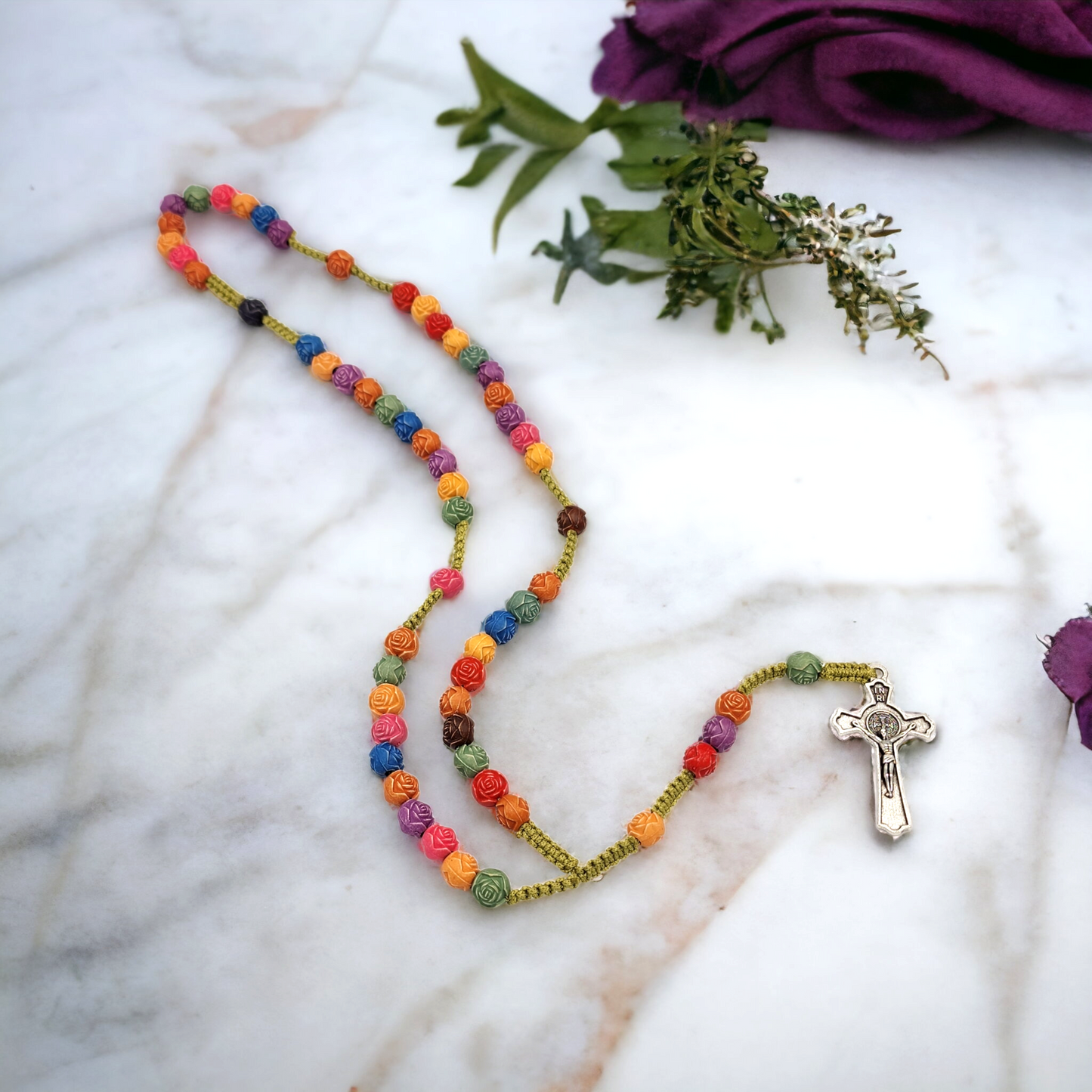 Rosary - Matte Rosette Rainbow Rosary